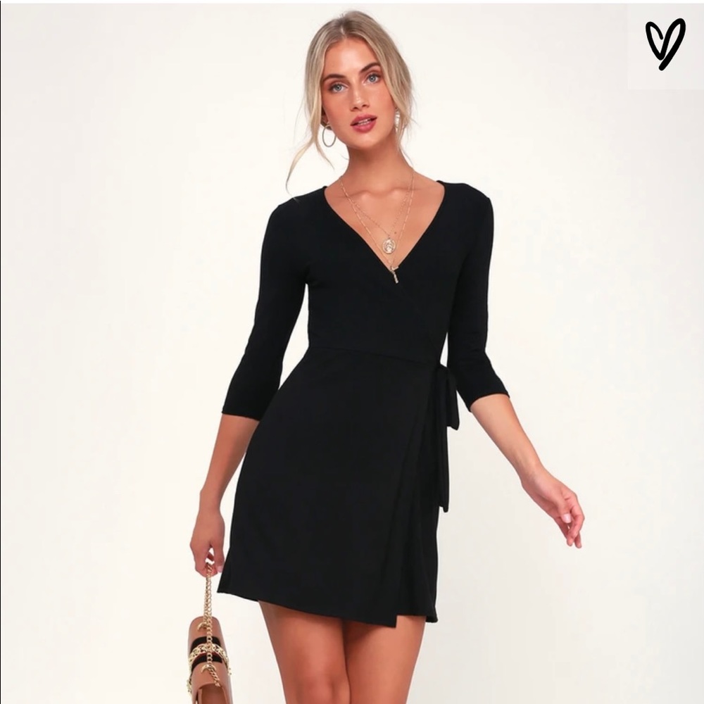 Black mini wrap dress